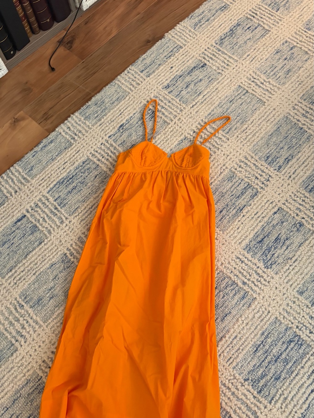farm rio orange cotton maxi dress size xs